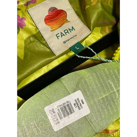 Farm Rio Tropical Parrot Mixed Print Windbreaker Boho Zip Jacket Sz Large NWT - Picture 5 of 6